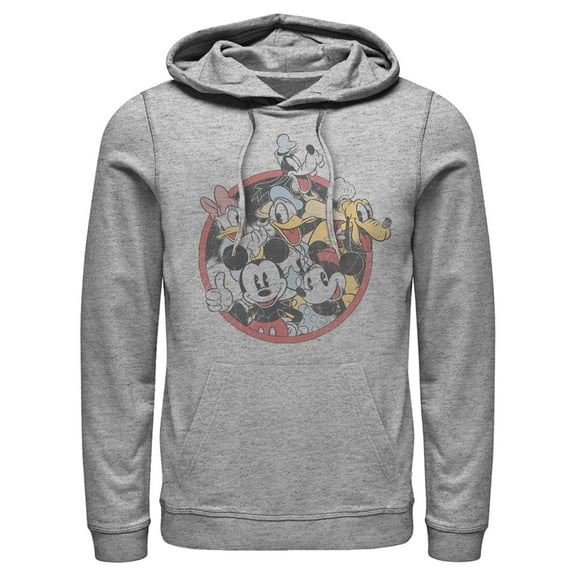 Men's Mickey & Friends Retro Group Shot  Pull Over Hoodie Athletic Heather 3X Large