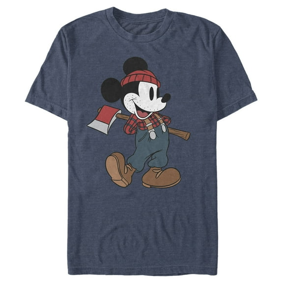 Men's Mickey & Friends Retro Lumberjack Mickey Mouse  Graphic Tee Navy Blue Heather 2X Large