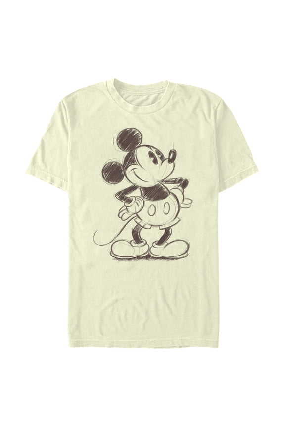 Men's Mickey & Friends Retro Mickey Mouse Sketch Graphic Tee Beige X Large