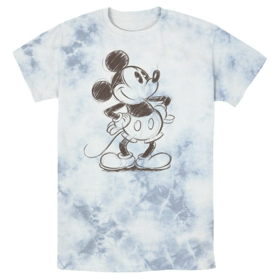Men's Mickey & Friends Retro Mickey Mouse Sketch  Graphic Tee White/Blue Small