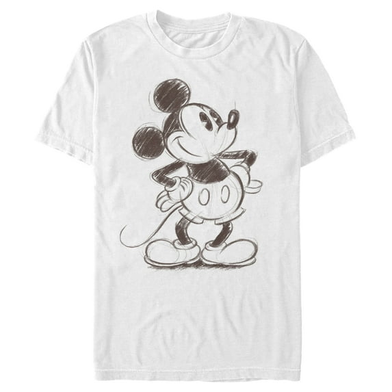 Men's Mickey & Friends Retro Mickey Mouse Sketch Graphic Tee White Large