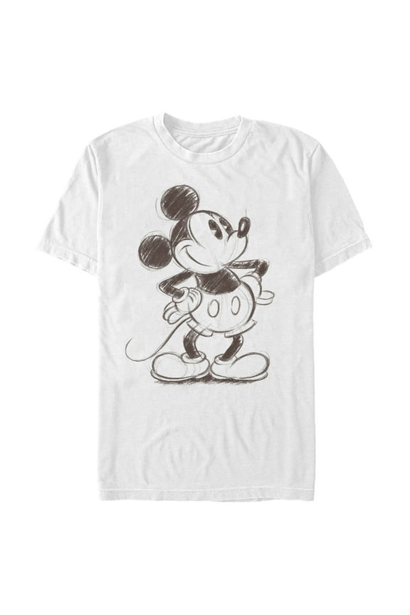 Men's Mickey & Friends Retro Mickey Mouse Sketch Graphic Tee White Large