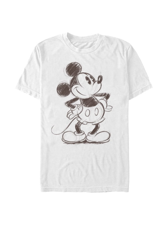 Men's Mickey & Friends Retro Mickey Mouse Sketch Graphic Tee White X Large