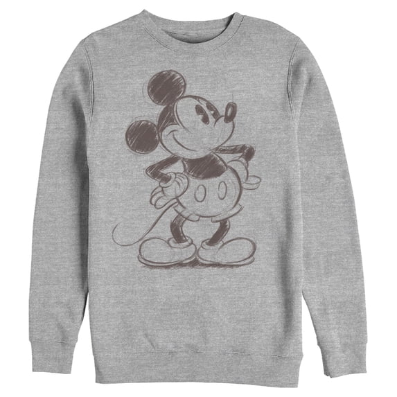 Men's Mickey & Friends Retro Mickey Mouse Sketch Sweatshirt Athletic Heather Small