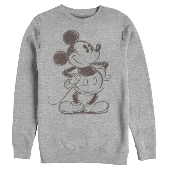 Men's Mickey & Friends Retro Mickey Mouse Sketch Sweatshirt Athletic Heather X Large