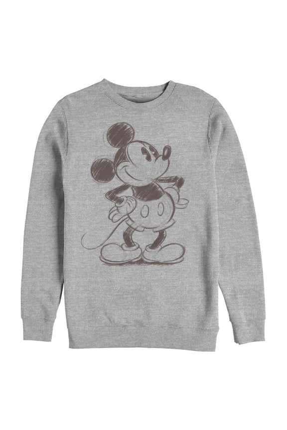 Men's Mickey & Friends Retro Mickey Mouse Sketch Sweatshirt Athletic Heather X Large