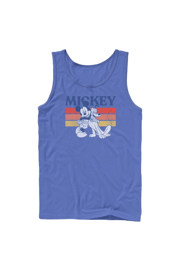 Men's Mickey & Friends Retro Pluto and Mickey Mouse Tank Top Royal Blue X Large