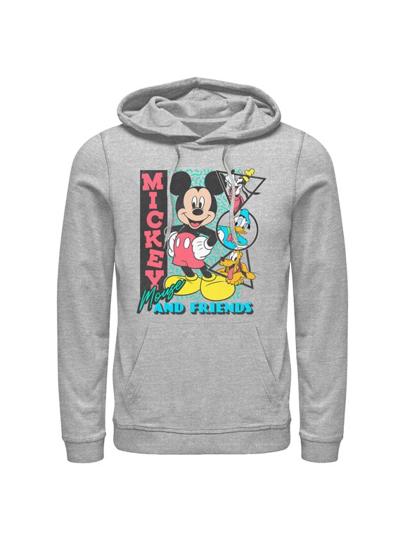 Men's Mickey & Friends Retro Shapes Group Pull Over Hoodie Athletic Heather Small