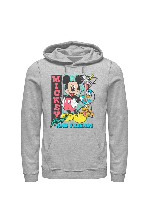 Men's Mickey & Friends Retro Shapes Group Pull Over Hoodie Athletic Heather Small