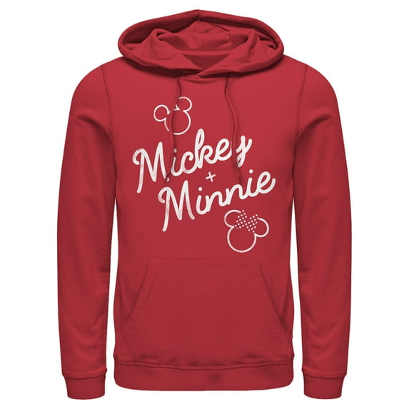 Men's Mickey & Friends Retro Signatures Pull Over Hoodie Red 2X Large
