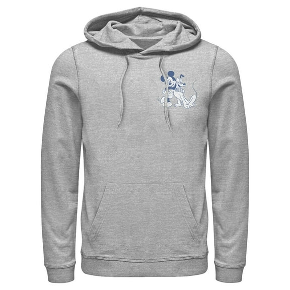 Men's Mickey & Friends Retro Stripes Mickey & Pluto  Pull Over Hoodie Athletic Heather 3X Large