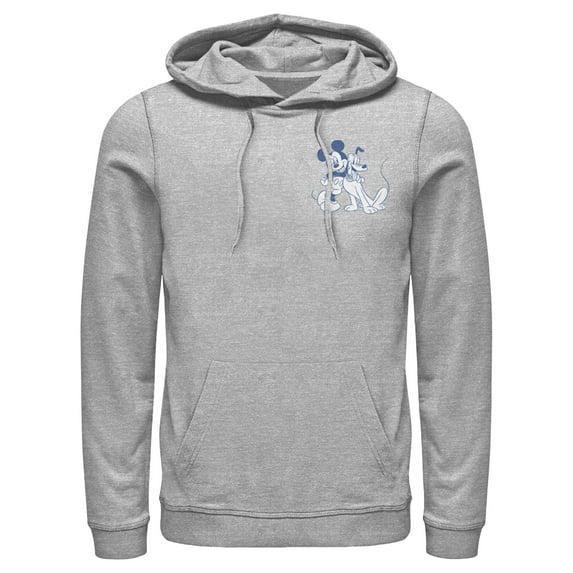 Men's Mickey & Friends Retro Stripes Mickey & Pluto Pull Over Hoodie Athletic Heather Large