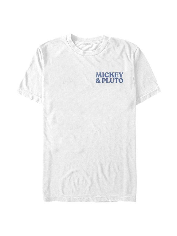 Men's Mickey & Friends Retro Stripes Mickey & Pluto Text Graphic Tee White Large