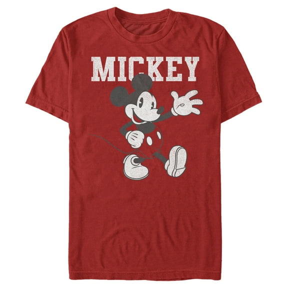 Men's Mickey & Friends Retro Walking Pose  Graphic Tee Red 2X Large