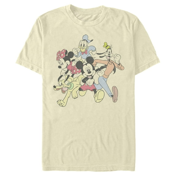 Men's Mickey & Friends Running Group Shot Graphic Tee Beige 2X Large