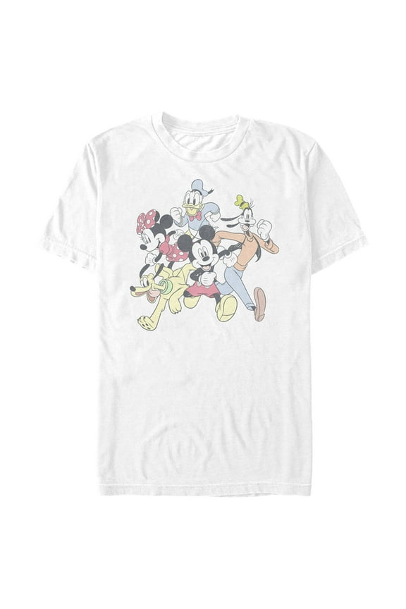 Men's Mickey & Friends Running Group Shot  Graphic Tee White Large