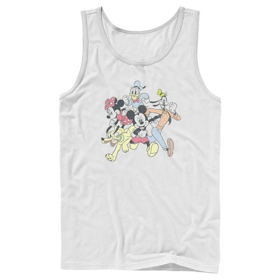 Men's Mickey & Friends Running Group Shot  Tank Top White 2X Large