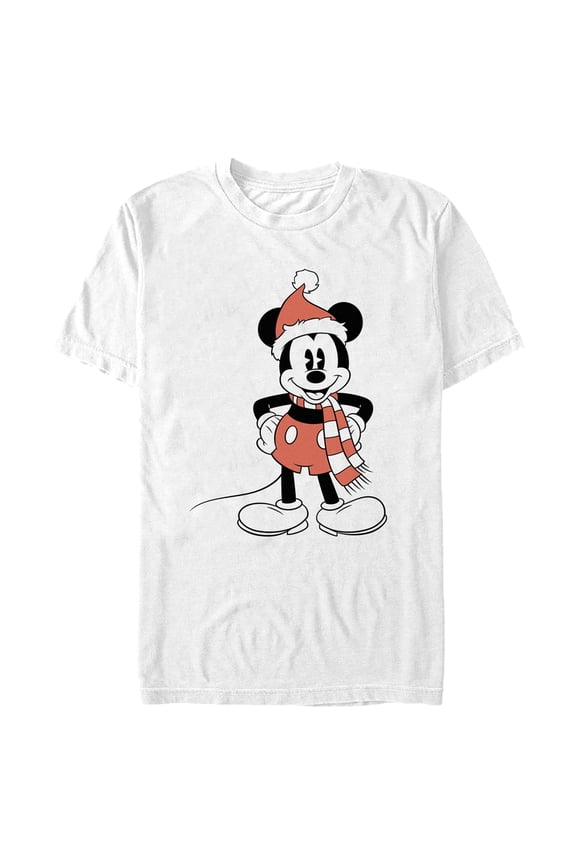 Men's Mickey & Friends Santa Claus Mousey  Graphic Tee White Large