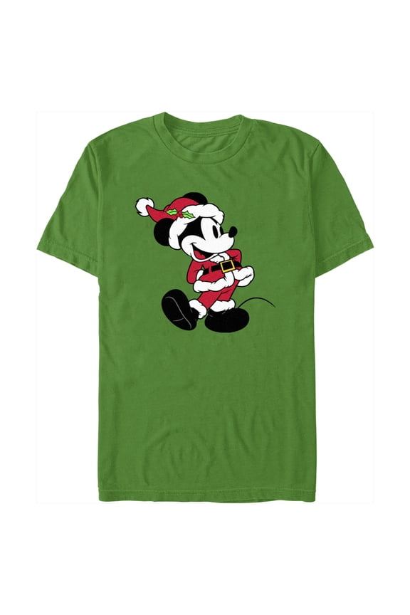 Men's Mickey & Friends Santa Mickey  Graphic Tee Kelly Green X Large