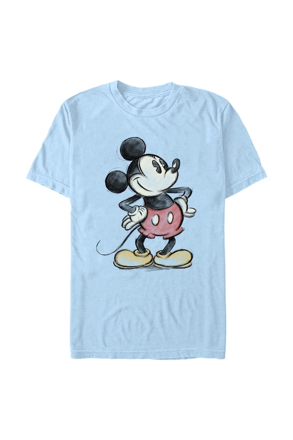 Men's Mickey & Friends Sketched Mickey Portrait Graphic Tee Light Blue 2X Large