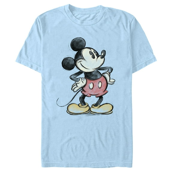 Men's Mickey & Friends Sketched Mickey Portrait Graphic Tee Light Blue Large