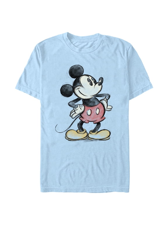 Men's Mickey & Friends Sketched Mickey Portrait Graphic Tee Light Blue Large