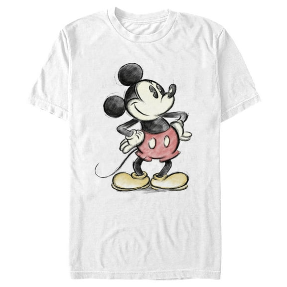 Men's Mickey & Friends Sketched Mickey Portrait  Graphic Tee White 3X Large