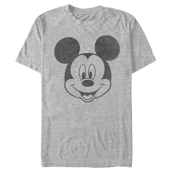 Men's Mickey & Friends Smiling Mickey Mouse Distressed Graphic Tee Athletic Heather Medium