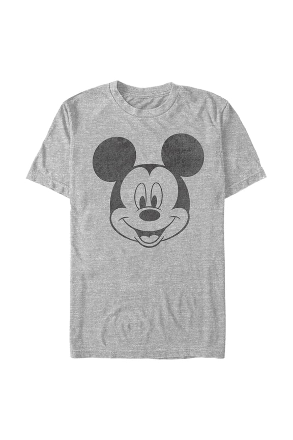 Men's Mickey & Friends Smiling Mickey Mouse Distressed Graphic Tee Athletic Heather Medium