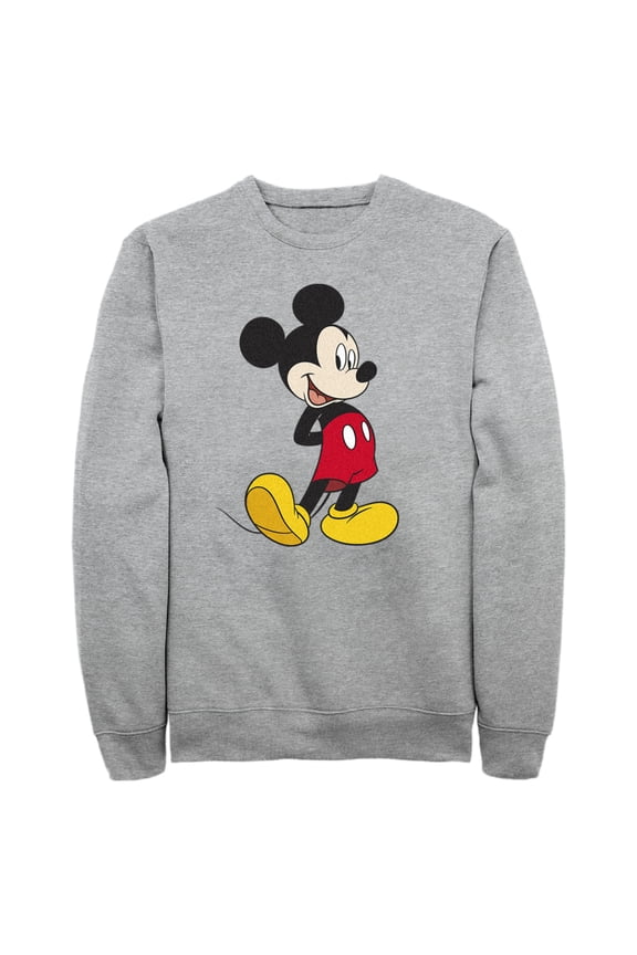 Men's Mickey & Friends Smiling Mickey Mouse Portrait Sweatshirt Athletic Heather 2X Large