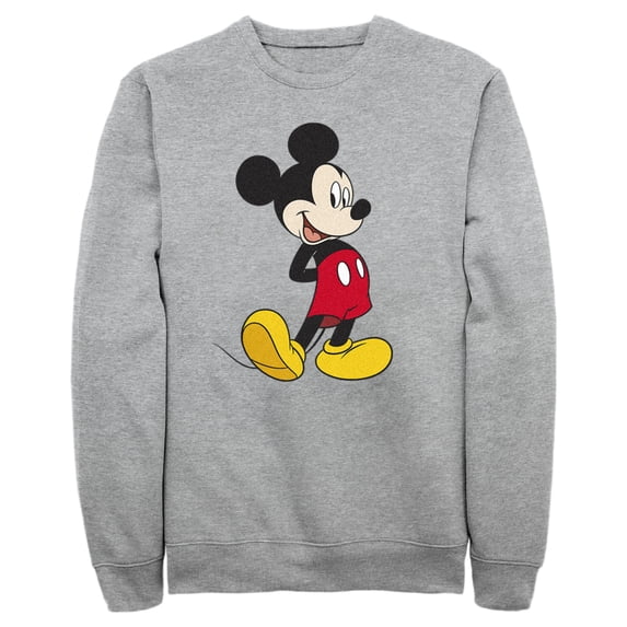 Men's Mickey & Friends Smiling Mickey Mouse Portrait Sweatshirt Athletic Heather Large