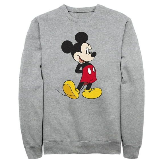 Men's Mickey & Friends Smiling Mickey Mouse Portrait Sweatshirt Athletic Heather X Large