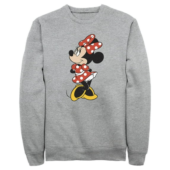 Men's Mickey & Friends Smiling Minnie Mouse Portrait Sweatshirt Athletic Heather Small