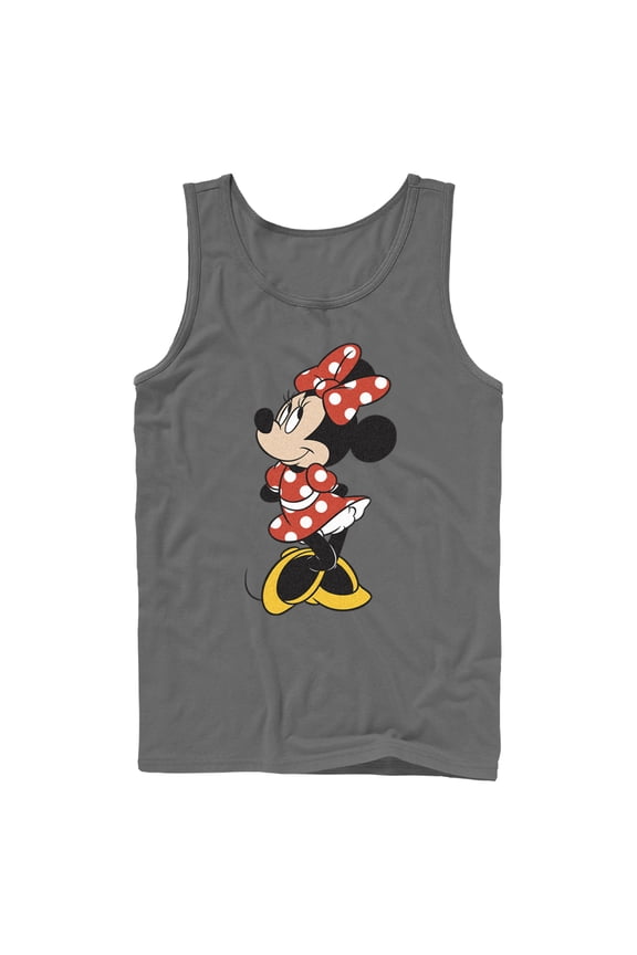 Men's Mickey & Friends Smiling Minnie Mouse Portrait Tank Top Charcoal Medium