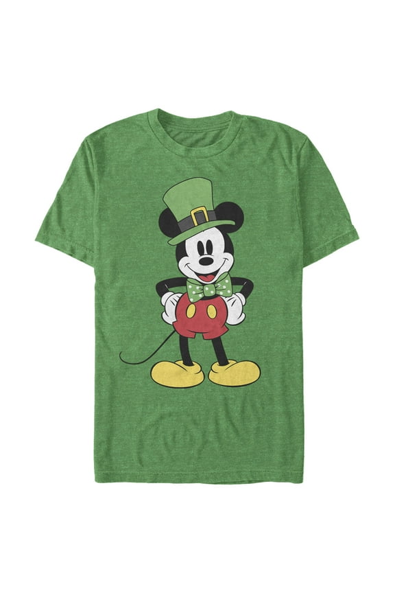 Men's Mickey & Friends St. Patrick's Day Retro Portrait Graphic Tee Kelly Heather Small