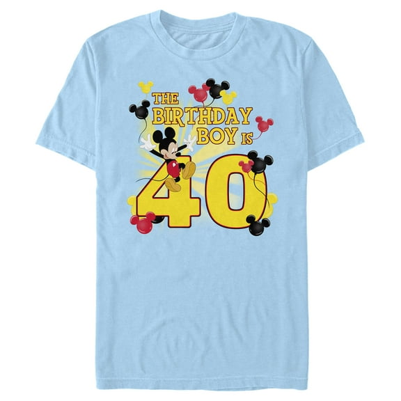 Men's Mickey & Friends The Birthday Boy Is 40 Graphic Tee Light Blue 3X Large