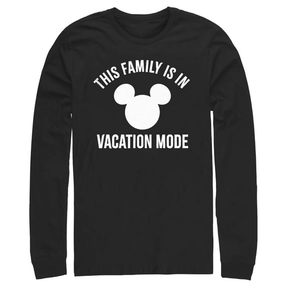 Men's Mickey & Friends This Family Is in Vacation Mode Long Sleeve Shirt Black Medium