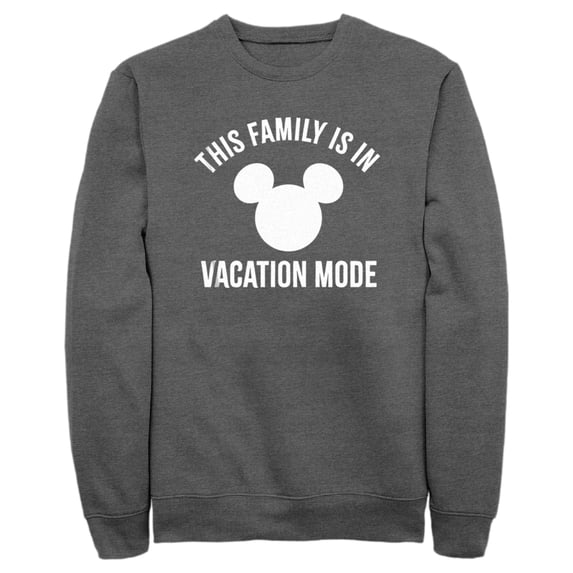 Men's Mickey & Friends This Family Is in Vacation Mode Sweatshirt Charcoal Heather 3X Large