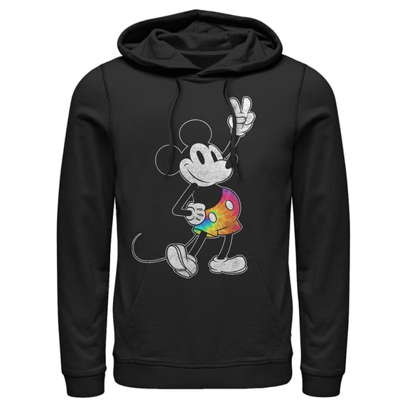 Men's Mickey & Friends Tie Dye Pants Portrait Pull Over Hoodie Black 3X Large