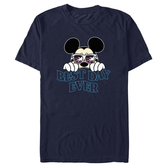 Men's Mickey & Friends Tropical Best Day Ever Graphic Tee Navy Blue 2X Large