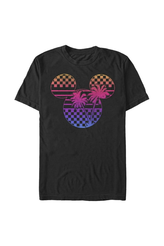 Men's Mickey & Friends Tropical Racetrack Mickey Mouse Logo  Graphic Tee Black Large