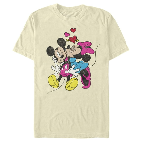 Men's Mickey & Friends Valentine's Day Minnie Mouse Smooch Graphic Tee Beige 3X Large