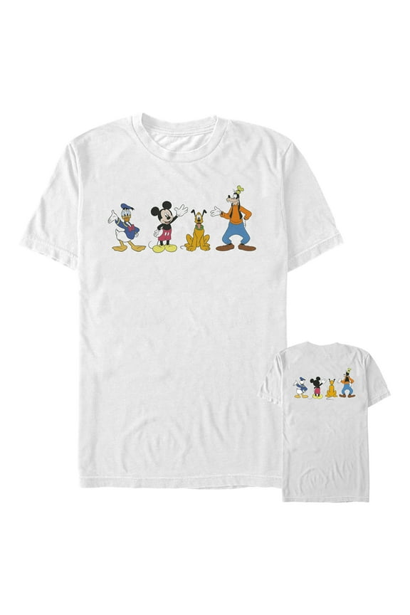 Men's Mickey & Friends Waving Friends Front and Back Graphic Tee White 2X Large