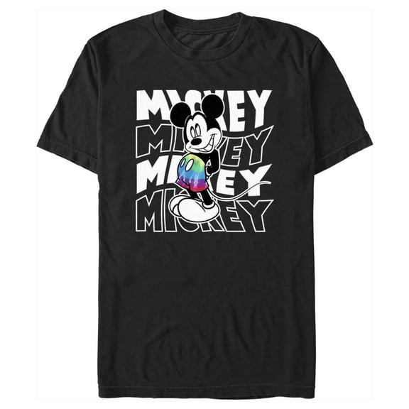Men's Mickey & Friends Wavy Name Stack  Graphic Tee Black Small