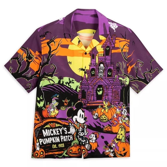 Men's Mickey Mouse & Friends Halloween Woven Short Sleeve Graphic T-Shirt - Medium