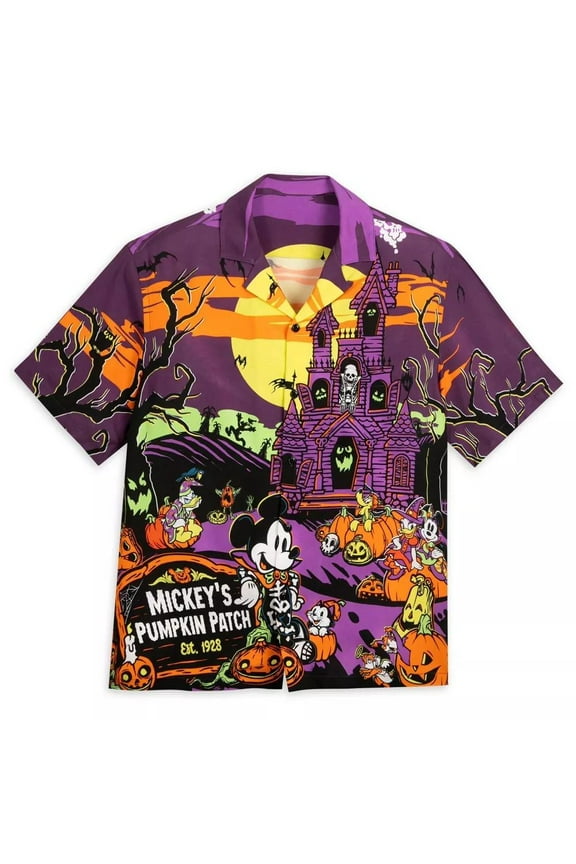 Men's Mickey Mouse & Friends Halloween Woven Short Sleeve Graphic T-Shirt - XS