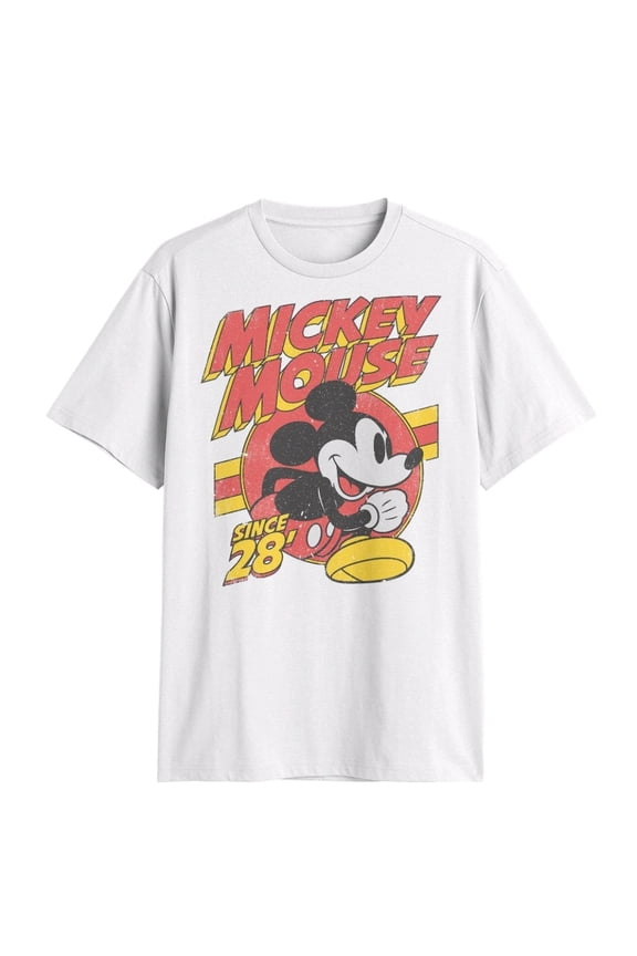 Men's Mickey Mouse Since 28 White Graphic T-Shirt - Large