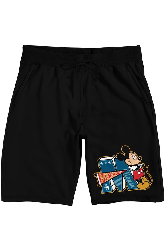 Mickey Mouse Classic Mickey Mouse varsity lounge short on Black Adult-Small