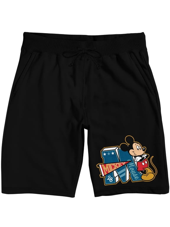 Mickey Mouse Classic Mickey Mouse varsity lounge short on Black Adult-XS