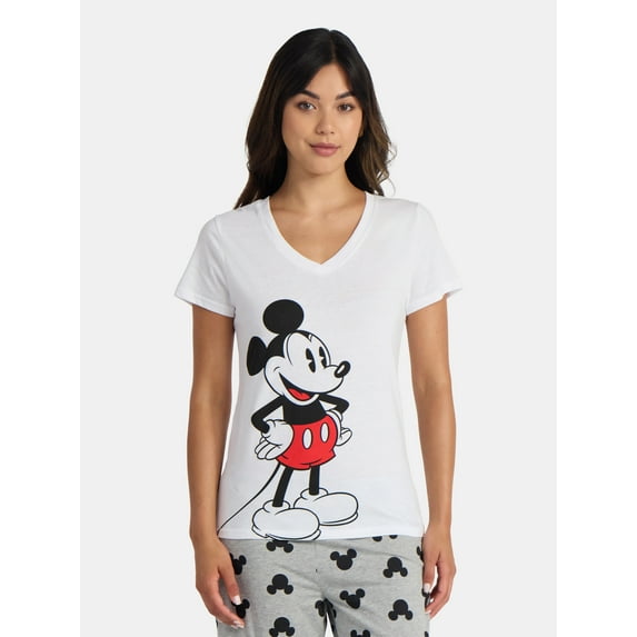 Disney Women's Mickey Mouse Graphic Tee with Short Sleeves, Sizes S-XXL